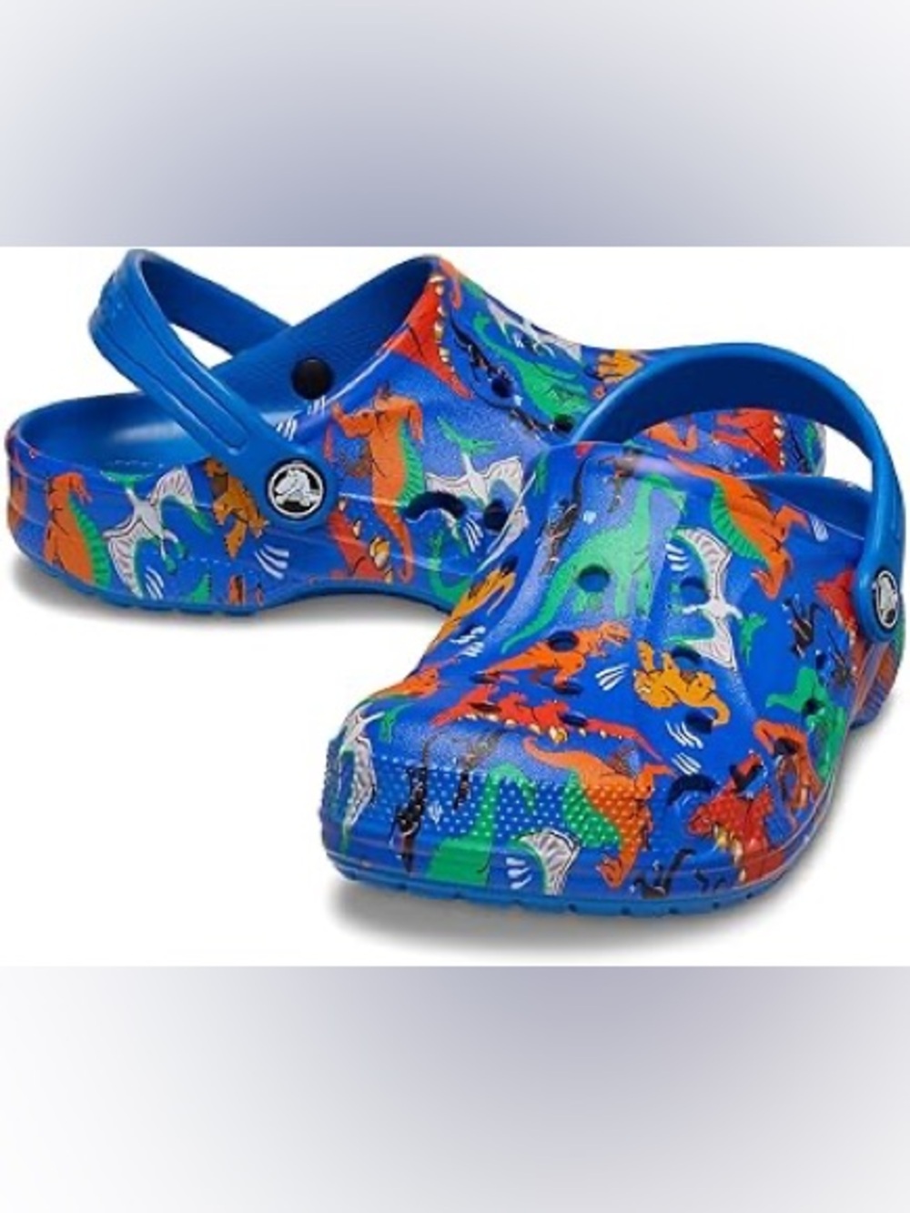 Crocs Toddler Boys Size 11 Classic Dinosaur Print Clogs with Jibbitz Charms